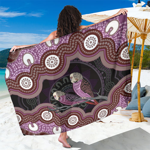 Purple Budgerigar Australia Indigenous Art Sarong