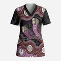 Purple Budgerigar Australia Indigenous Art Scrub Top