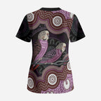 Purple Budgerigar Australia Indigenous Art Scrub Top