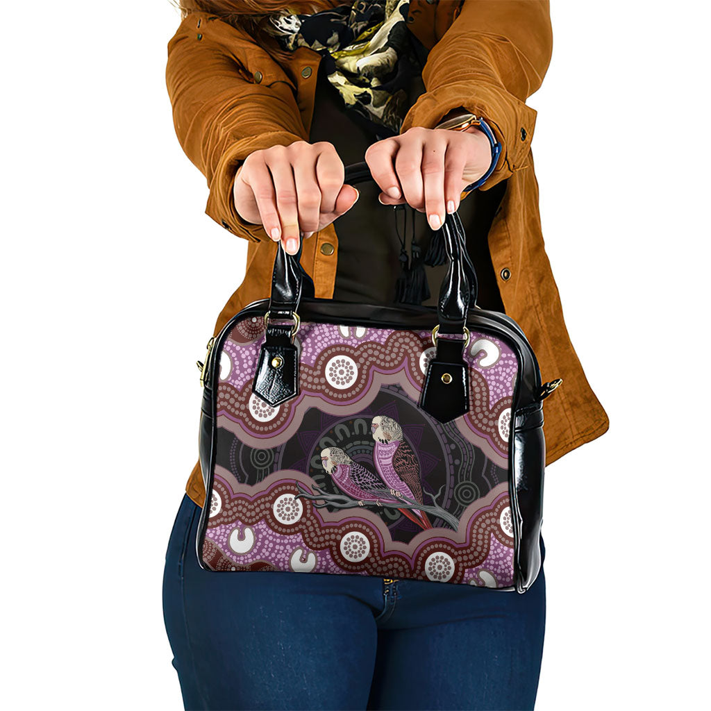 Purple Budgerigar Australia Indigenous Art Shoulder Handbag