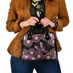 Purple Budgerigar Australia Indigenous Art Shoulder Handbag