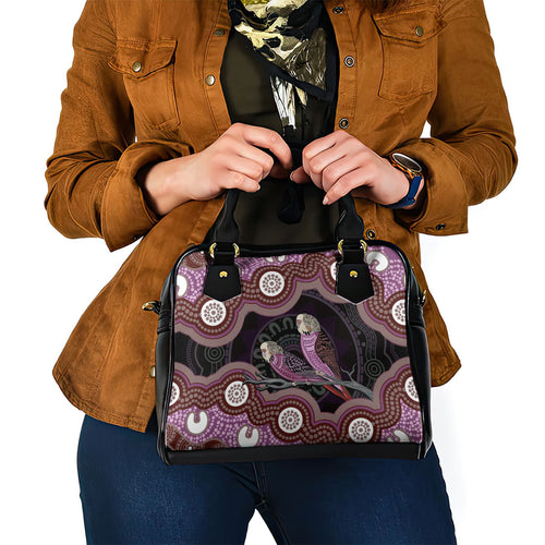Purple Budgerigar Australia Indigenous Art Shoulder Handbag