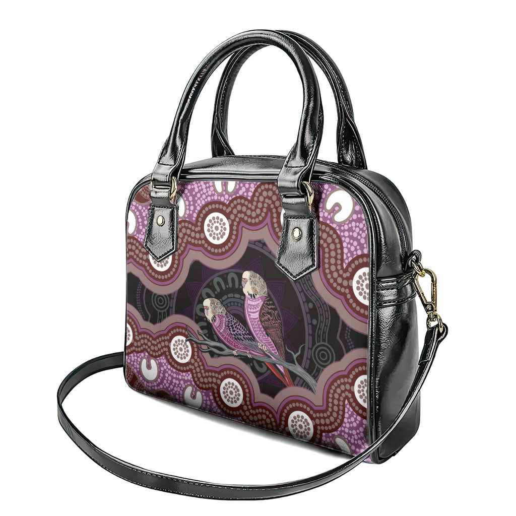 Purple Budgerigar Australia Indigenous Art Shoulder Handbag