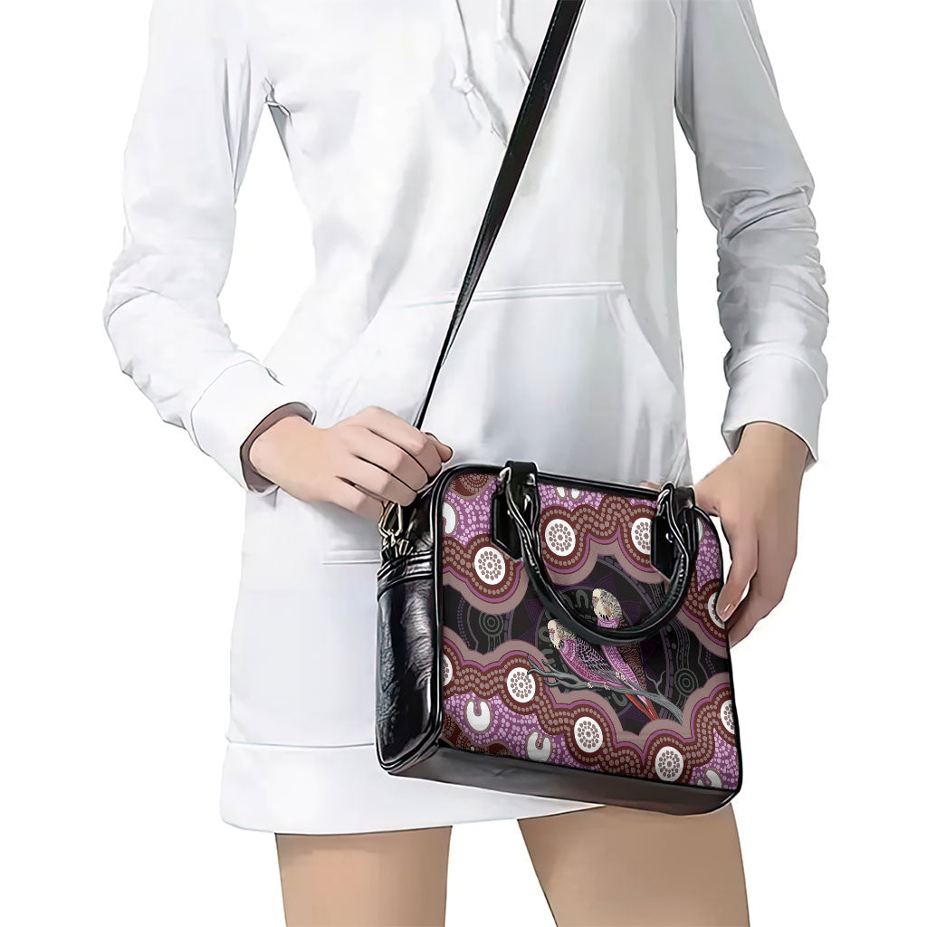 Purple Budgerigar Australia Indigenous Art Shoulder Handbag