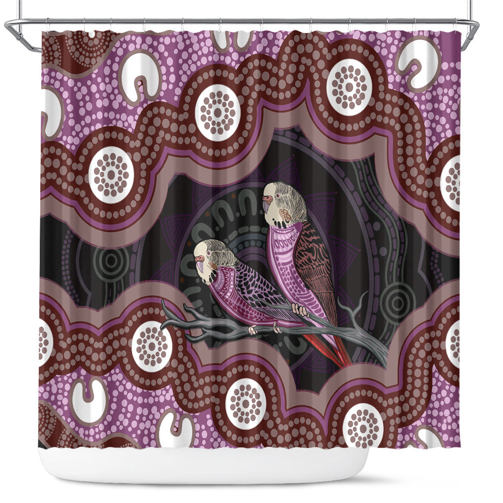 Purple Budgerigar Australia Indigenous Art Shower Curtain