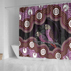 Purple Budgerigar Australia Indigenous Art Shower Curtain