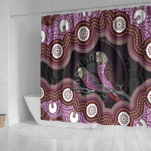 Purple Budgerigar Australia Indigenous Art Shower Curtain
