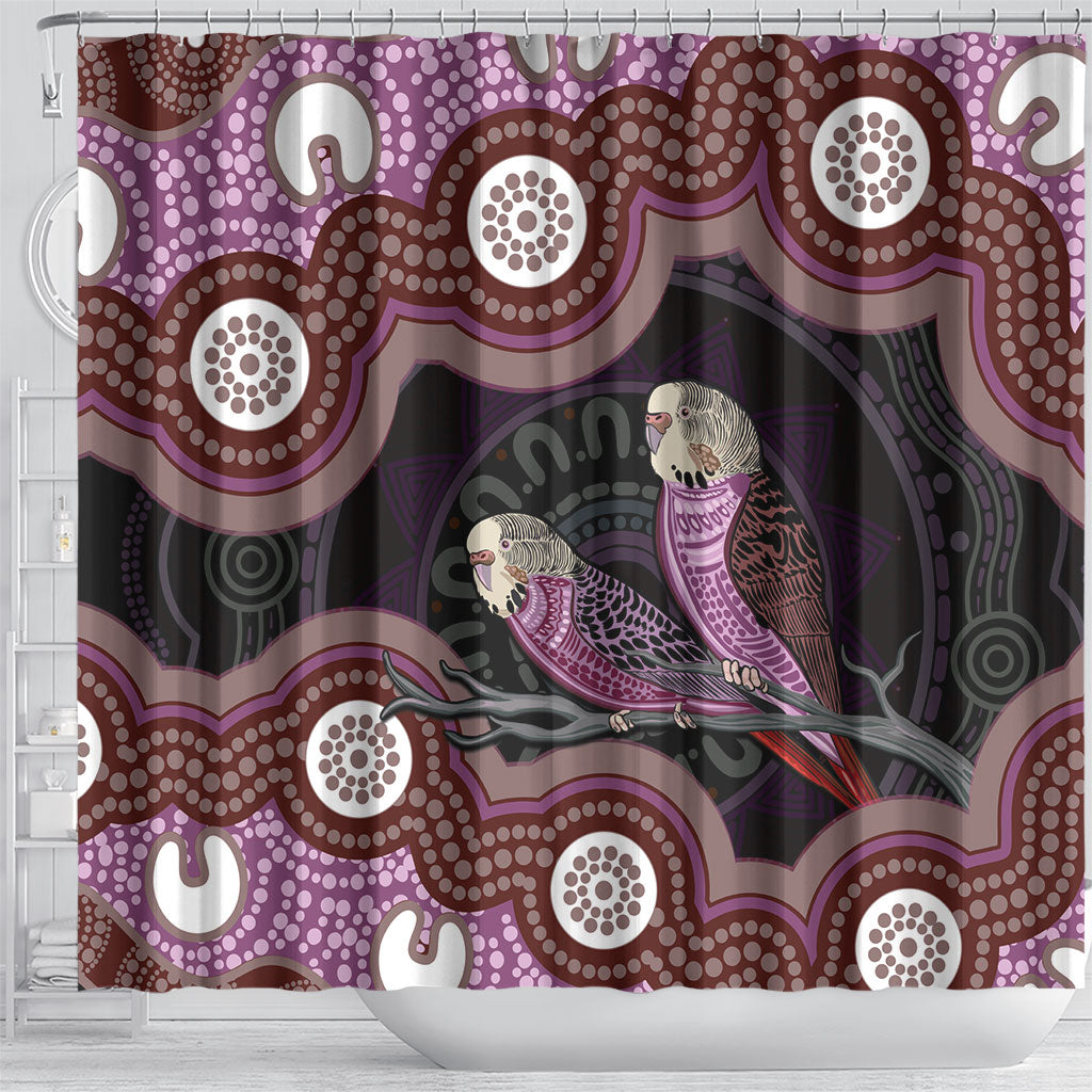 Purple Budgerigar Australia Indigenous Art Shower Curtain