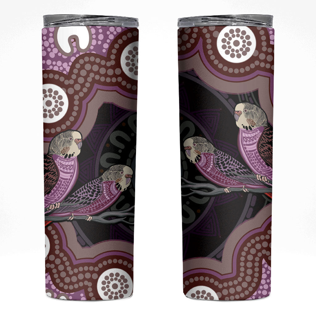 Purple Budgerigar Australia Indigenous Art Skinny Tumbler