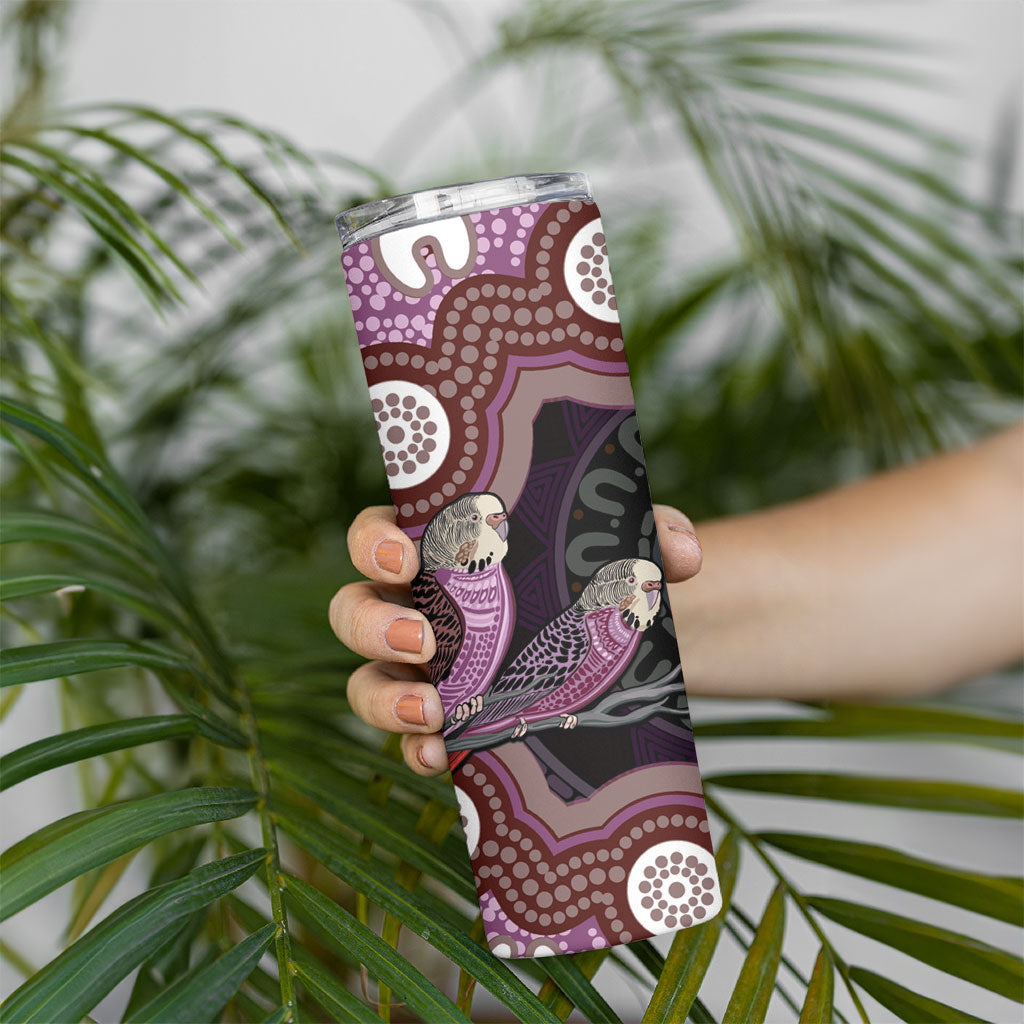 Purple Budgerigar Australia Indigenous Art Skinny Tumbler