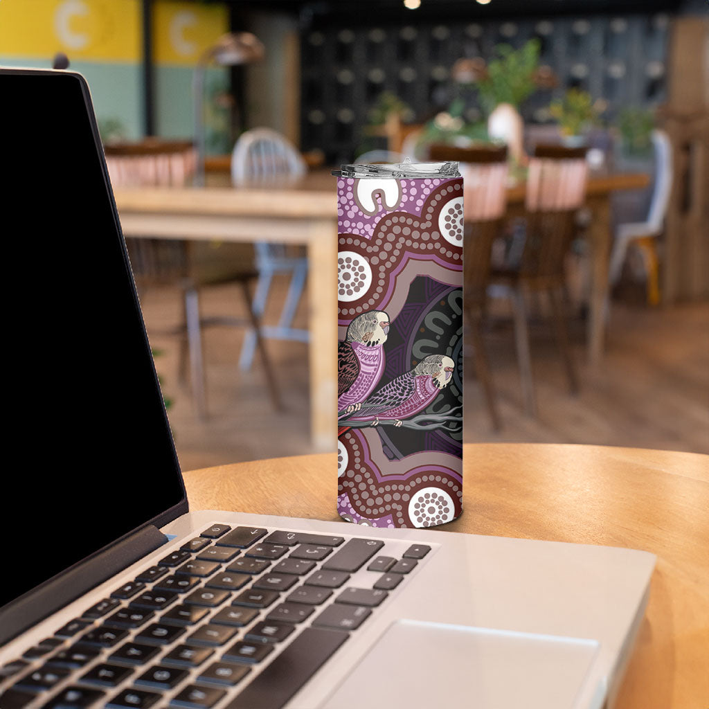 Purple Budgerigar Australia Indigenous Art Skinny Tumbler