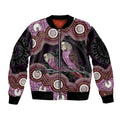 Purple Budgerigar Australia Indigenous Art Sleeve Zip Bomber Jacket