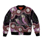 Purple Budgerigar Australia Indigenous Art Sleeve Zip Bomber Jacket