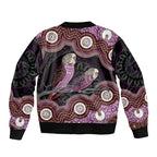 Purple Budgerigar Australia Indigenous Art Sleeve Zip Bomber Jacket