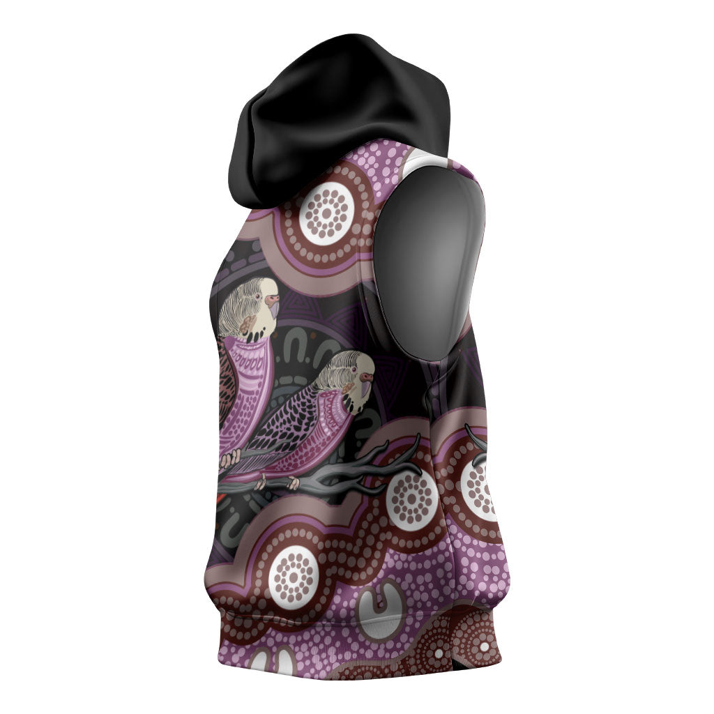 Purple Budgerigar Australia Indigenous Art Sleeveless Hoodie
