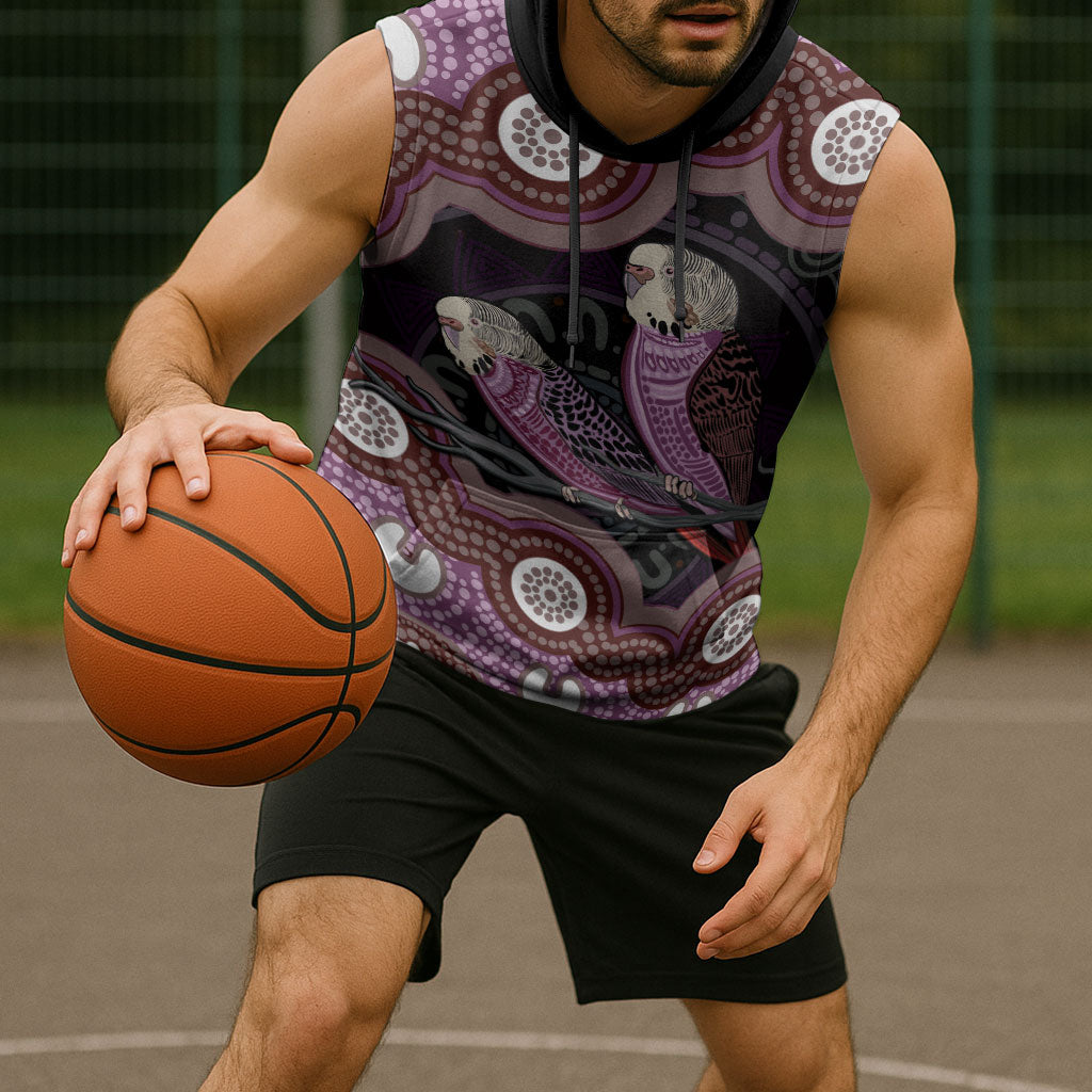 Purple Budgerigar Australia Indigenous Art Sleeveless Hoodie