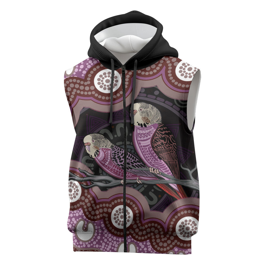 Purple Budgerigar Australia Indigenous Art Sleeveless Zip Hoodie