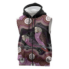 Purple Budgerigar Australia Indigenous Art Sleeveless Zip Hoodie