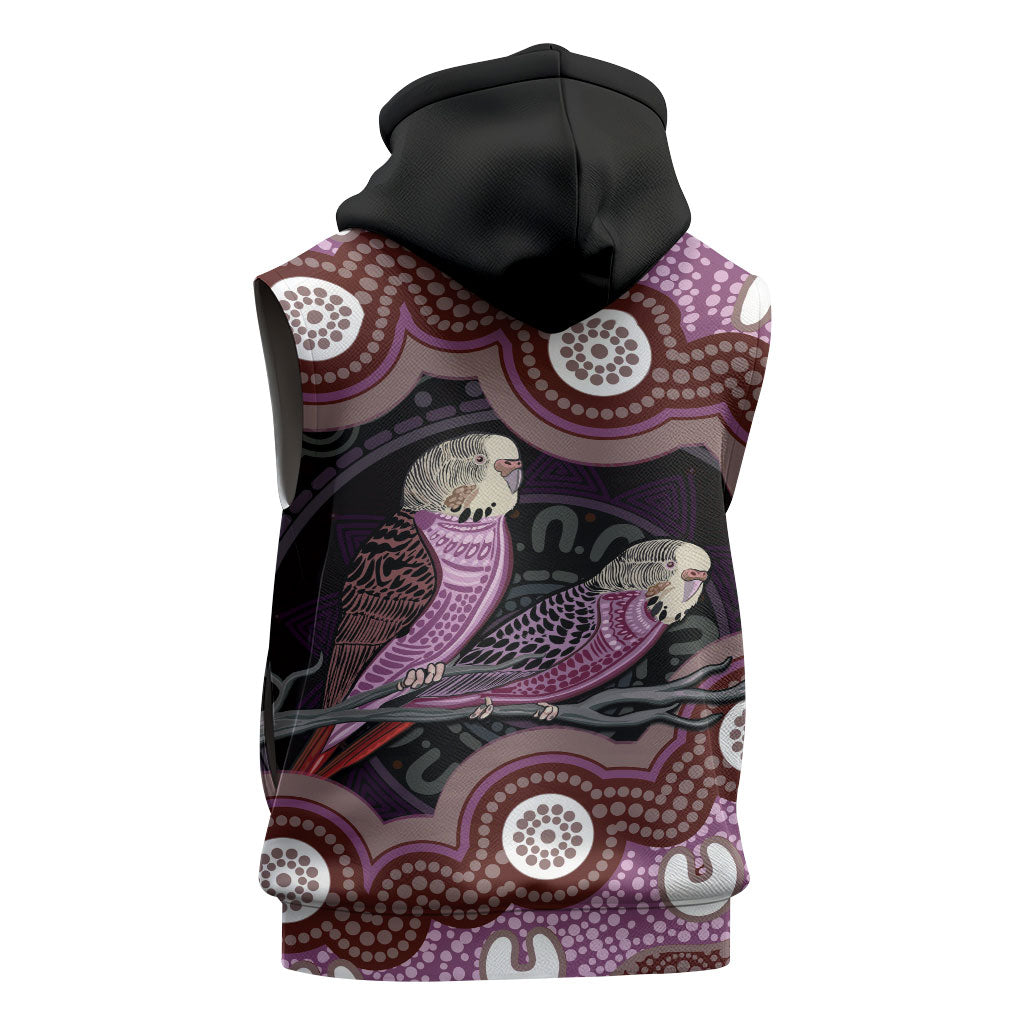 Purple Budgerigar Australia Indigenous Art Sleeveless Zip Hoodie