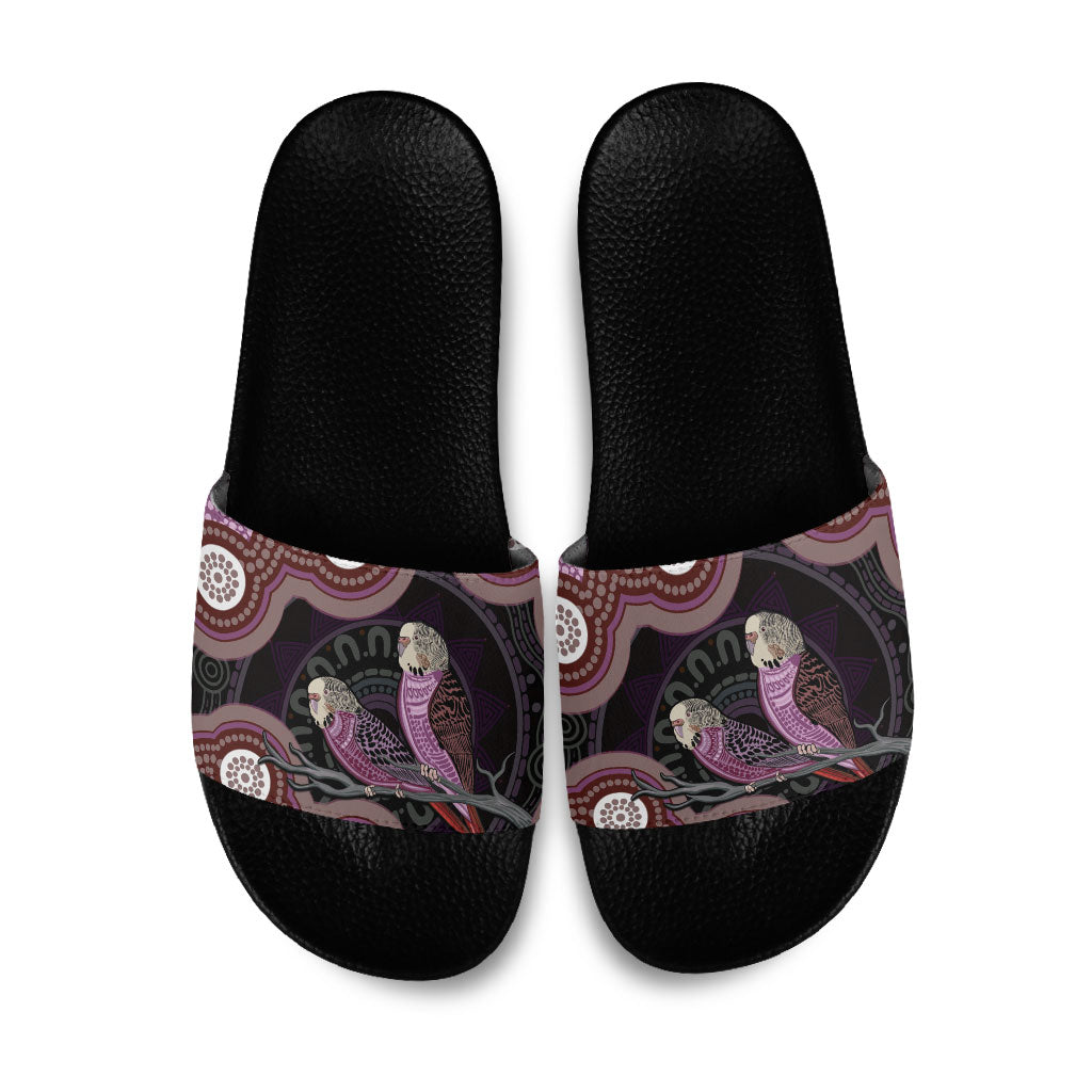 Purple Budgerigar Australia Indigenous Art Slide Sandals