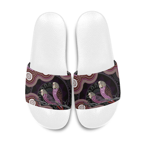 Purple Budgerigar Australia Indigenous Art Slide Sandals