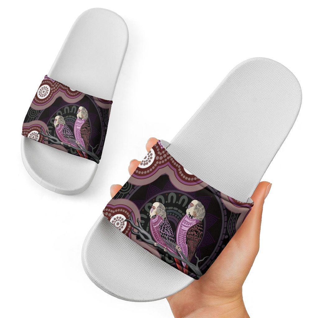 Purple Budgerigar Australia Indigenous Art Slide Sandals