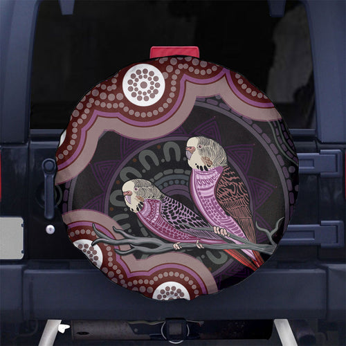 Purple Budgerigar Australia Indigenous Art Spare Tire Cover