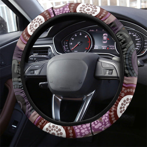Purple Budgerigar Australia Indigenous Art Steering Wheel Cover
