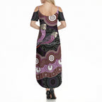 Purple Budgerigar Australia Indigenous Art Summer Maxi Dress