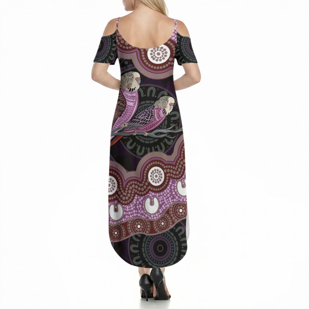Purple Budgerigar Australia Indigenous Art Summer Maxi Dress