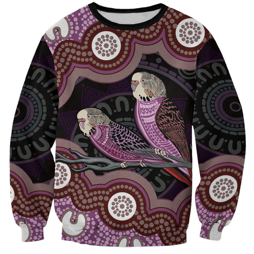 Purple Budgerigar Australia Indigenous Art Sweatshirt