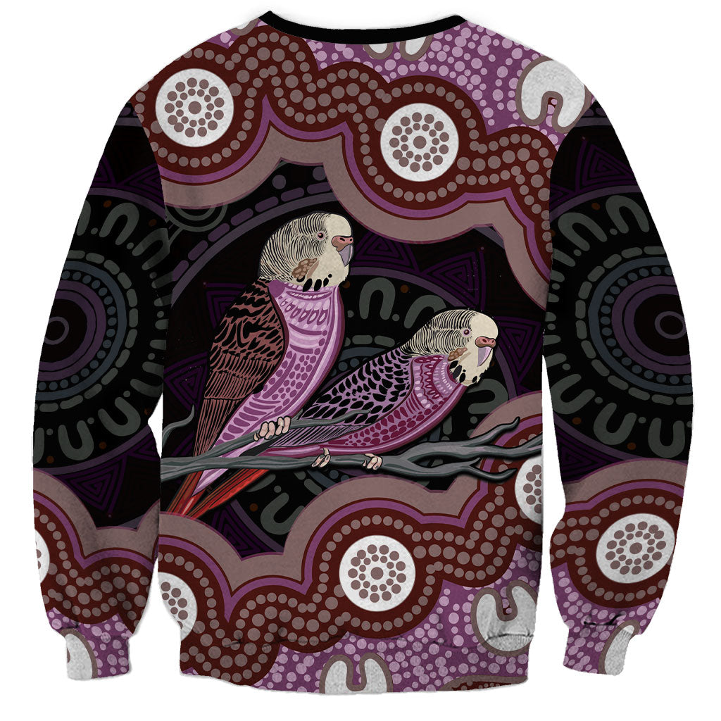 Purple Budgerigar Australia Indigenous Art Sweatshirt