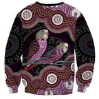 Purple Budgerigar Australia Indigenous Art Sweatshirt