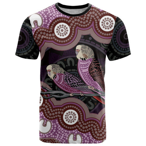 Purple Budgerigar Australia Indigenous Art T Shirt