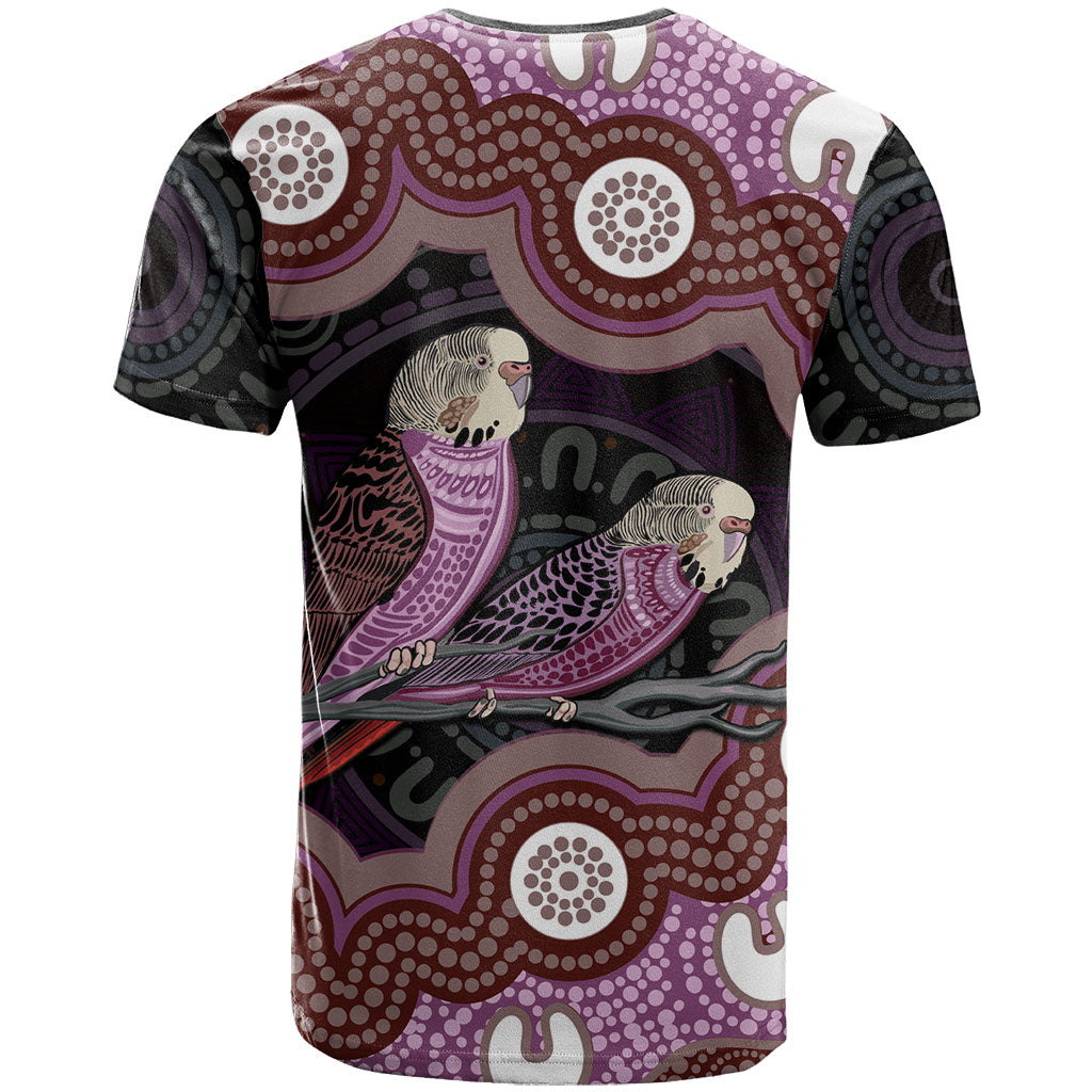 Purple Budgerigar Australia Indigenous Art T Shirt