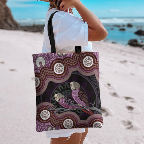 Purple Budgerigar Australia Indigenous Art Tote Bag