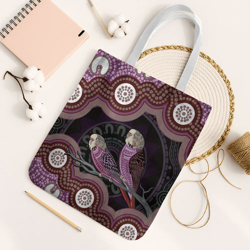 Purple Budgerigar Australia Indigenous Art Tote Bag
