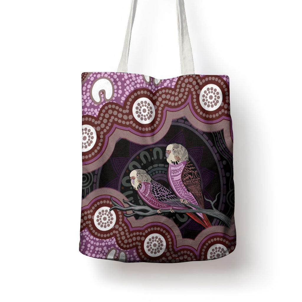 Purple Budgerigar Australia Indigenous Art Tote Bag
