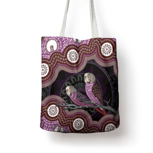 Purple Budgerigar Australia Indigenous Art Tote Bag