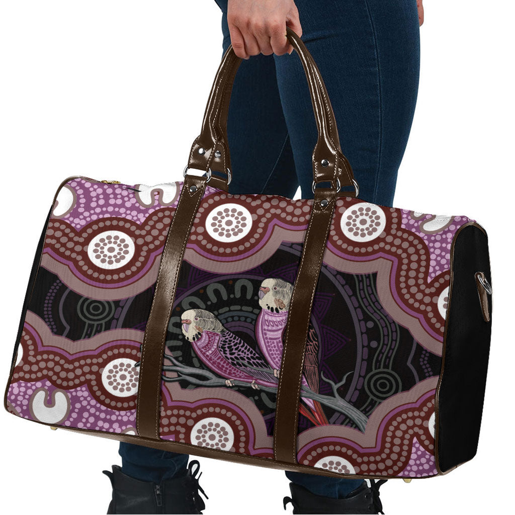 Purple Budgerigar Australia Indigenous Art Travel Bag