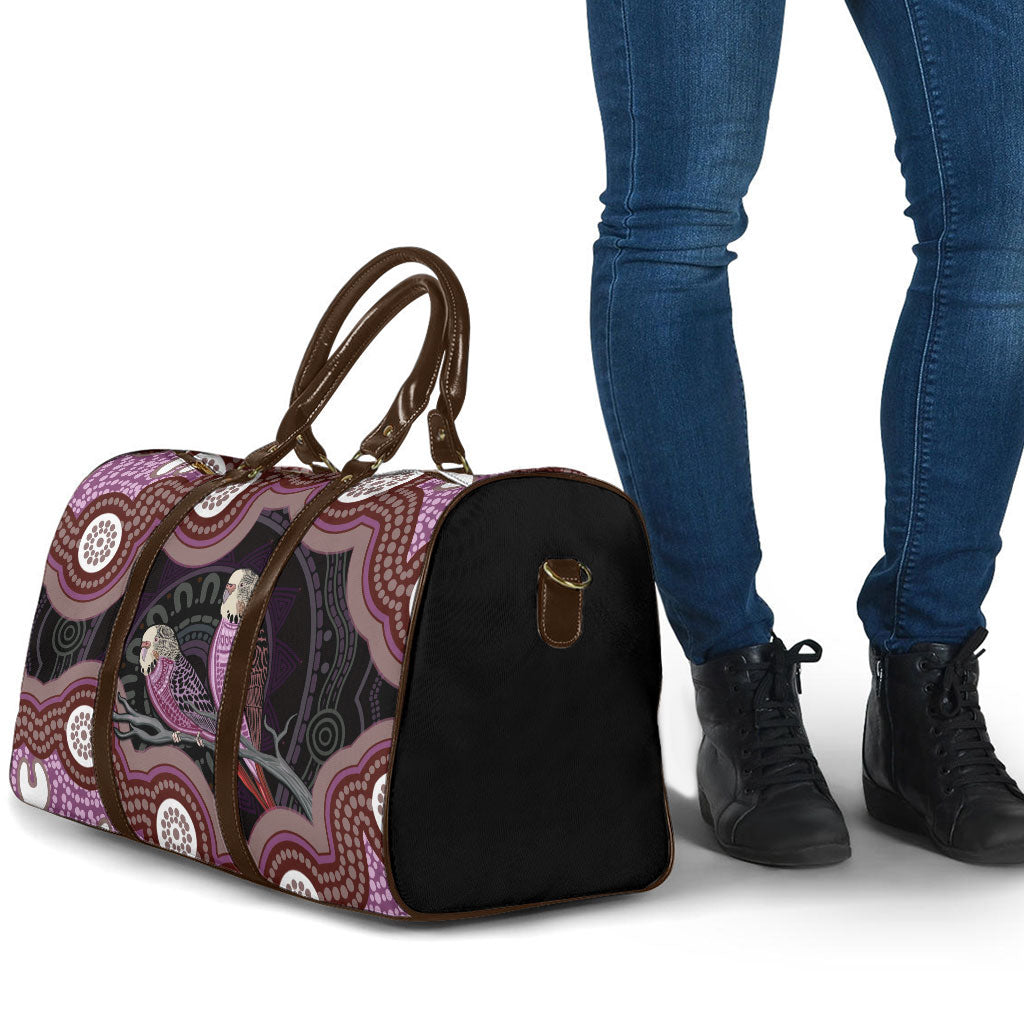 Purple Budgerigar Australia Indigenous Art Travel Bag