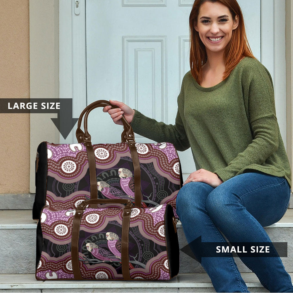 Purple Budgerigar Australia Indigenous Art Travel Bag