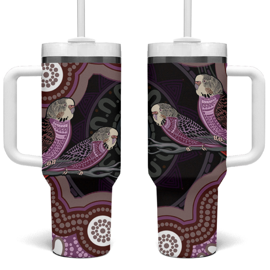 Purple Budgerigar Australia Indigenous Art Tumbler With Handle