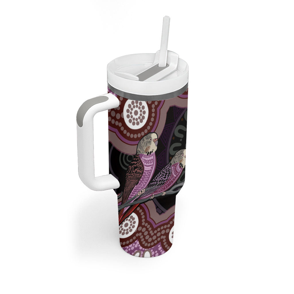 Purple Budgerigar Australia Indigenous Art Tumbler With Handle