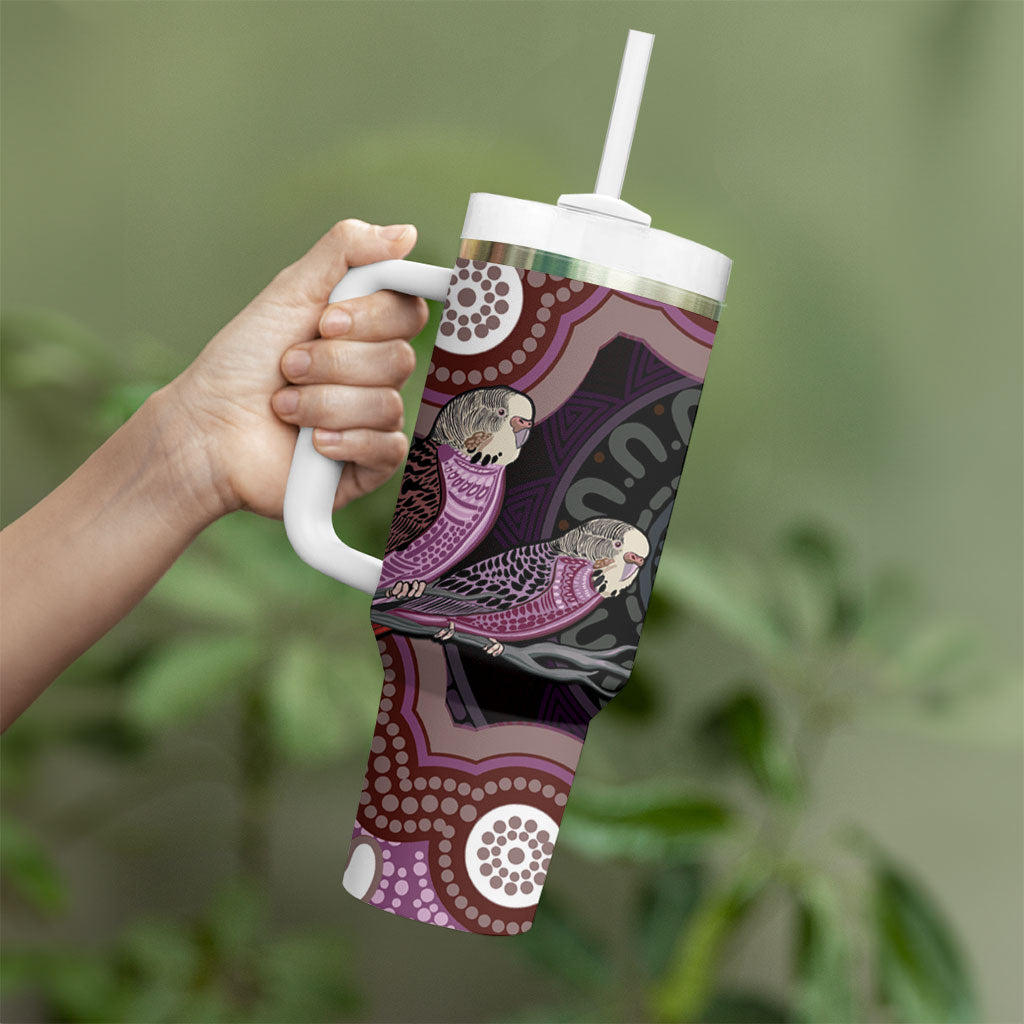 Purple Budgerigar Australia Indigenous Art Tumbler With Handle