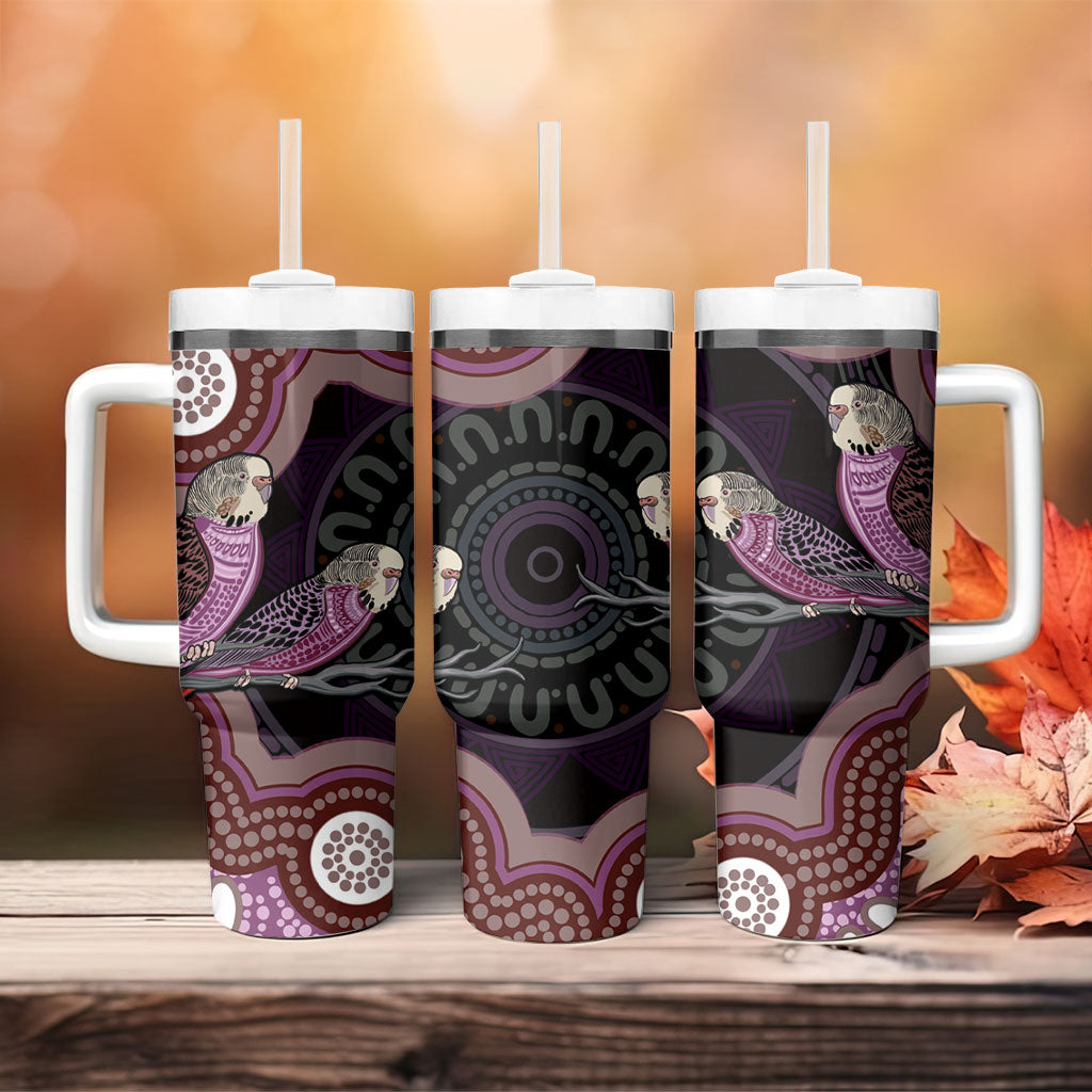 Purple Budgerigar Australia Indigenous Art Tumbler With Handle