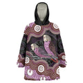 Purple Budgerigar Australia Indigenous Art Wearable Blanket Hoodie