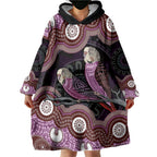 Purple Budgerigar Australia Indigenous Art Wearable Blanket Hoodie