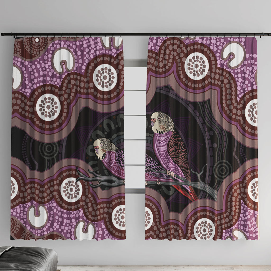 Purple Budgerigar Australia Indigenous Art Window Curtain
