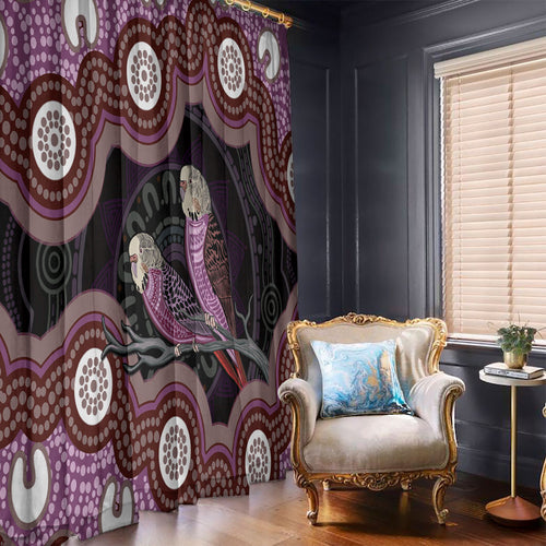 Purple Budgerigar Australia Indigenous Art Window Curtain